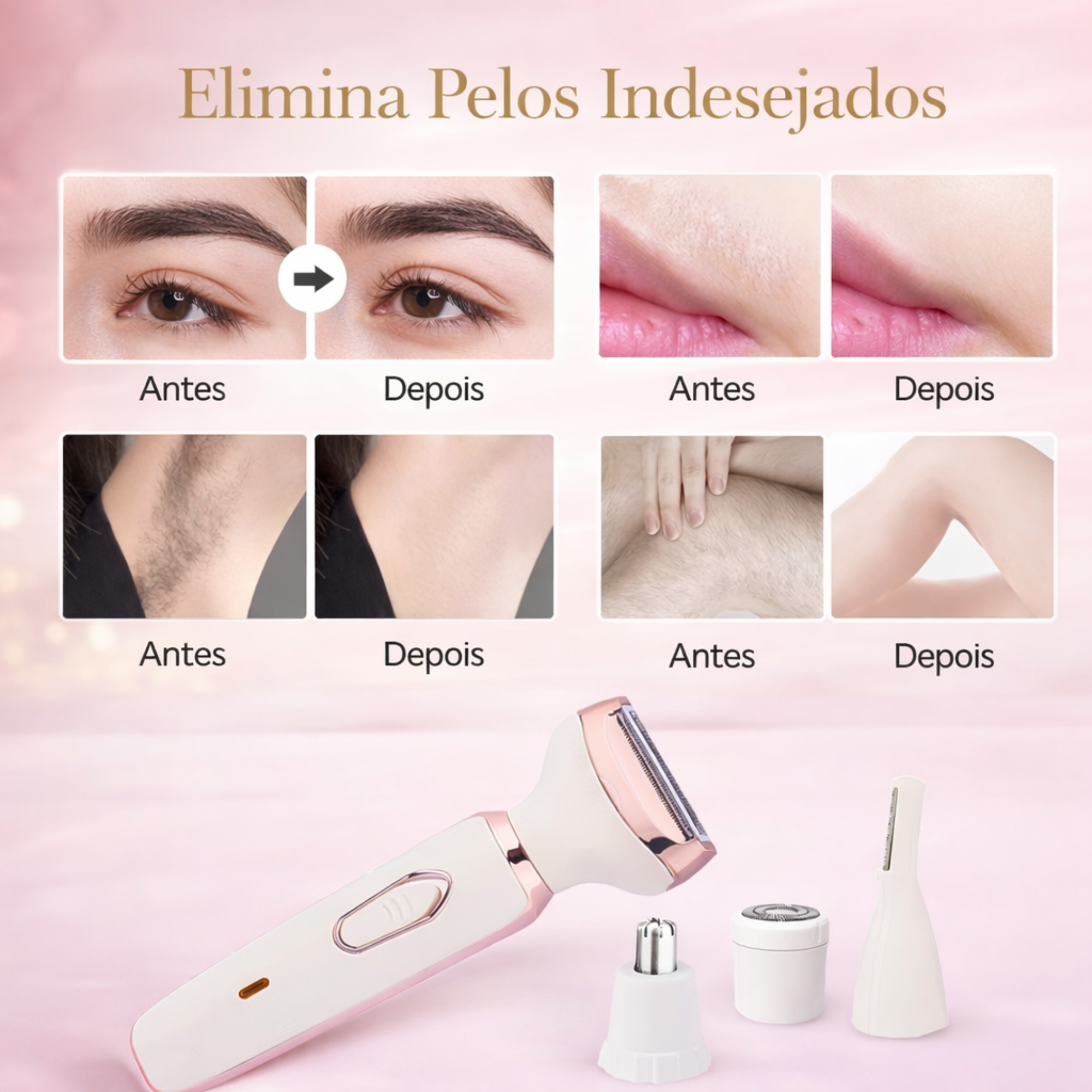SilkSkin Pro™ - Depilador Sem Dor 4 em 1 – Pele Lisa em Minutos (Sem Irritação)