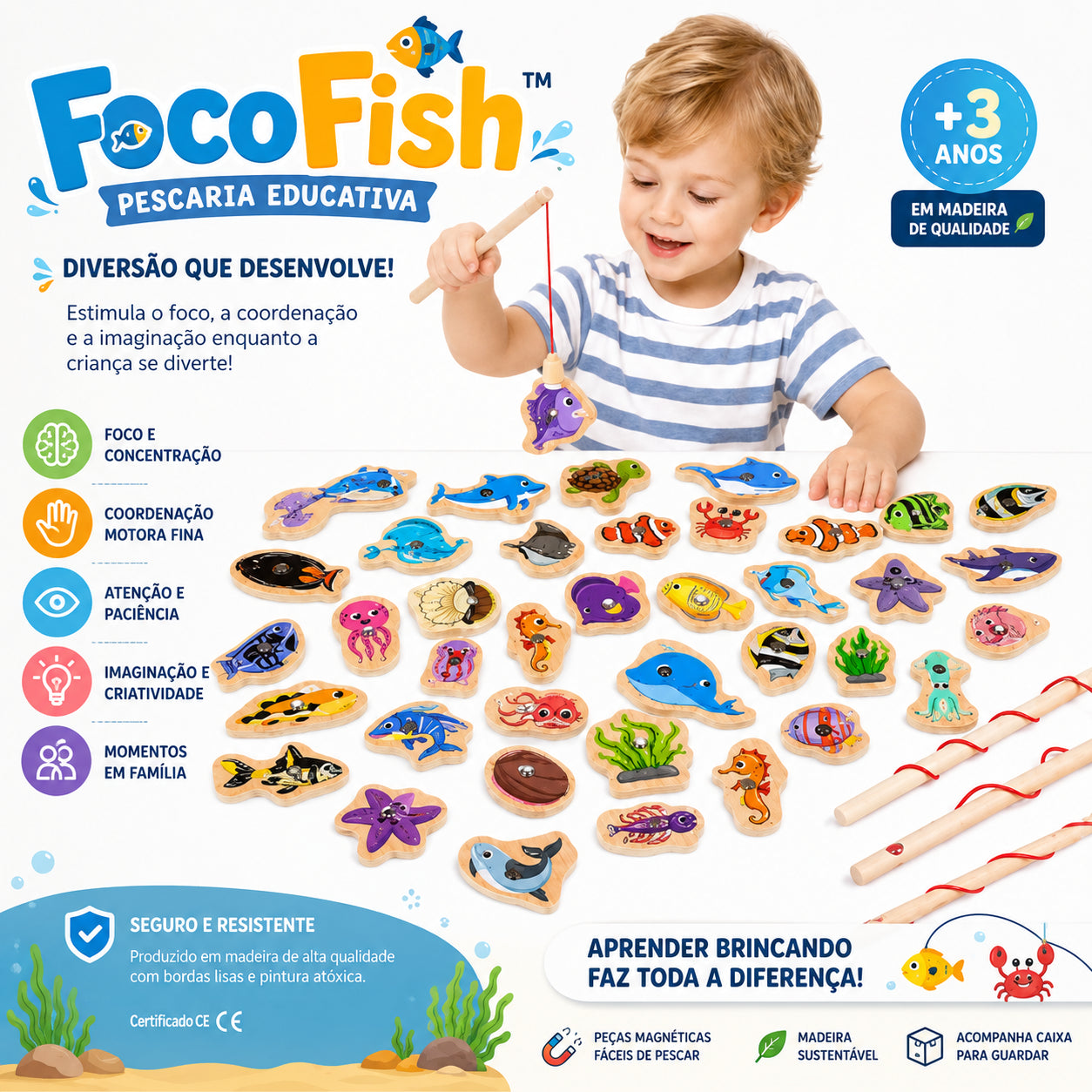FocoFish™ – Pescaria Educativa Montessori | FRETE GRÁTIS