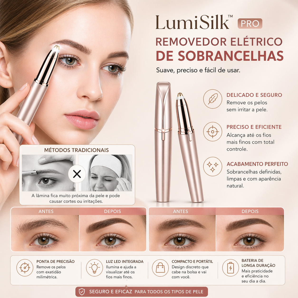 Caneta Depiladora de Sobrancelha - LumiSilk™