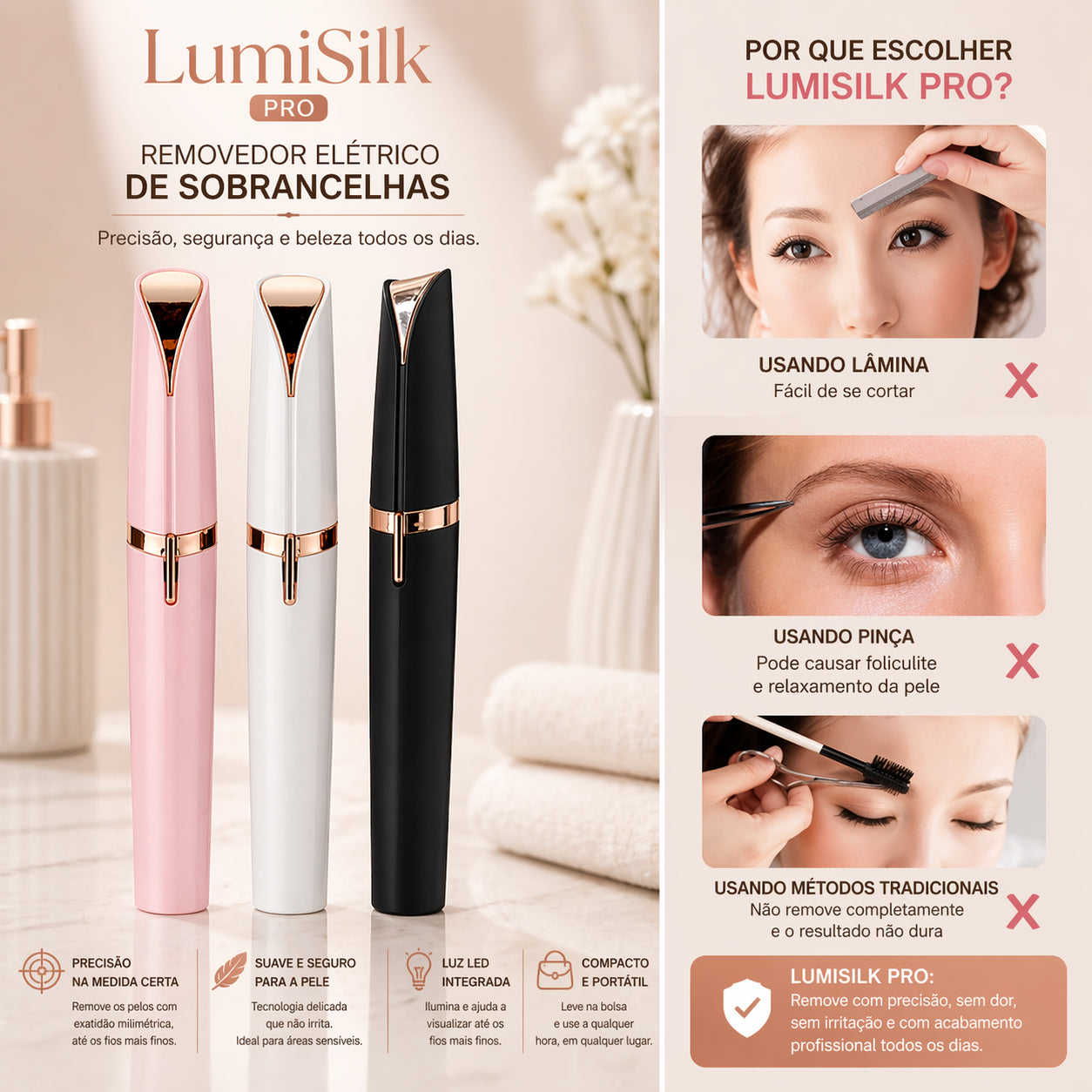 Caneta Depiladora de Sobrancelha - LumiSilk™