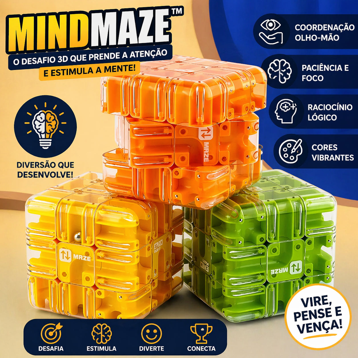 MindMaze™ Cubo Labirinto 3D para Estimular o Cérebro e Reduzir o Tempo de Tela ✅