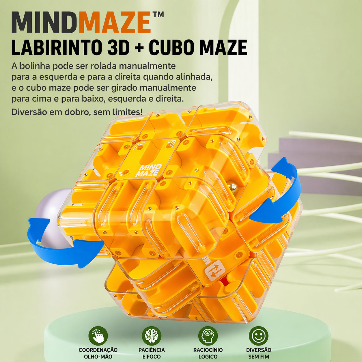 MindMaze™ Cubo Labirinto 3D para Estimular o Cérebro e Reduzir o Tempo de Tela ✅