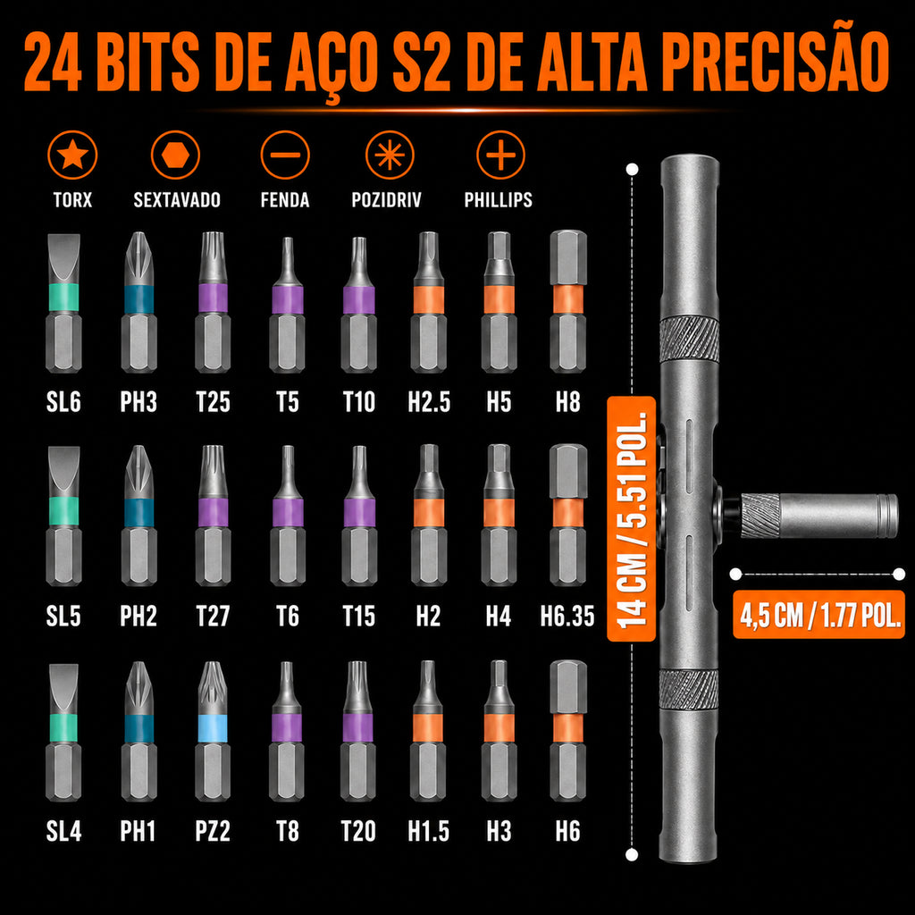 Kit Multiferramentas 24 em 1 | TorquePro™ - FRETE GRÁTIS