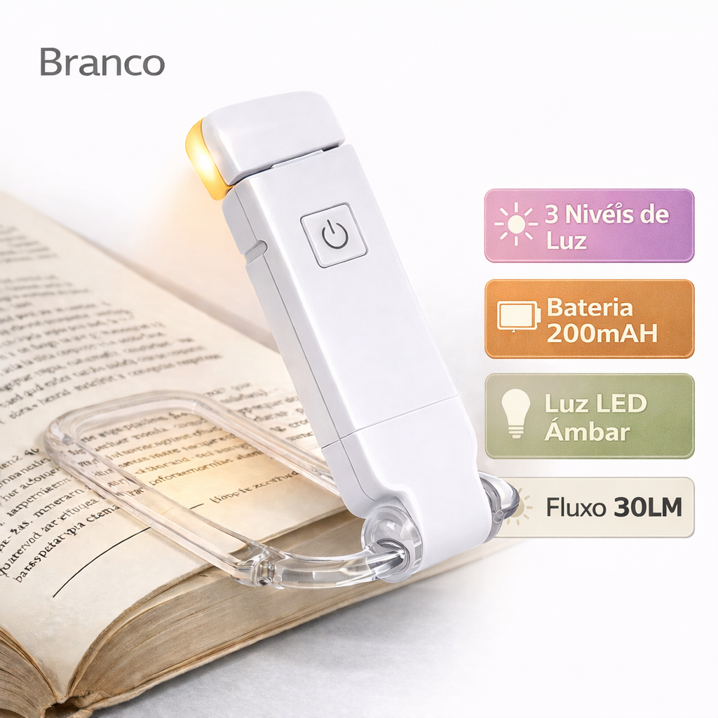 AuraLight™ – Luz de Leitura Noturna com Proteção para os Olhos (USB Recarregável)