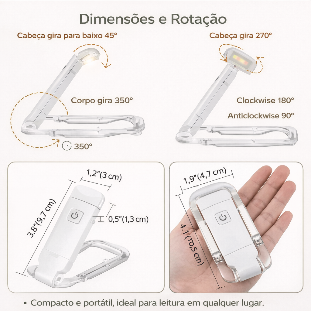 AuraLight™ – Luz de Leitura Noturna com Proteção para os Olhos (USB Recarregável)