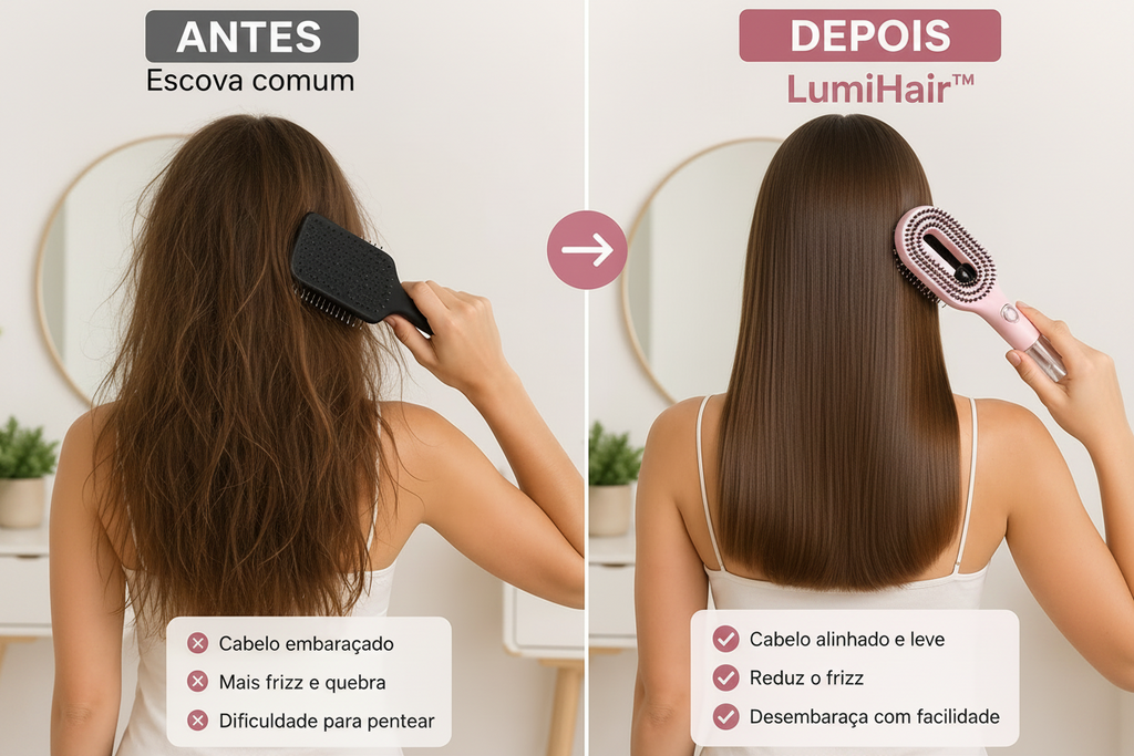 LumiHair™ – Escova de Pentear com Spray Integrado | 2 em 1