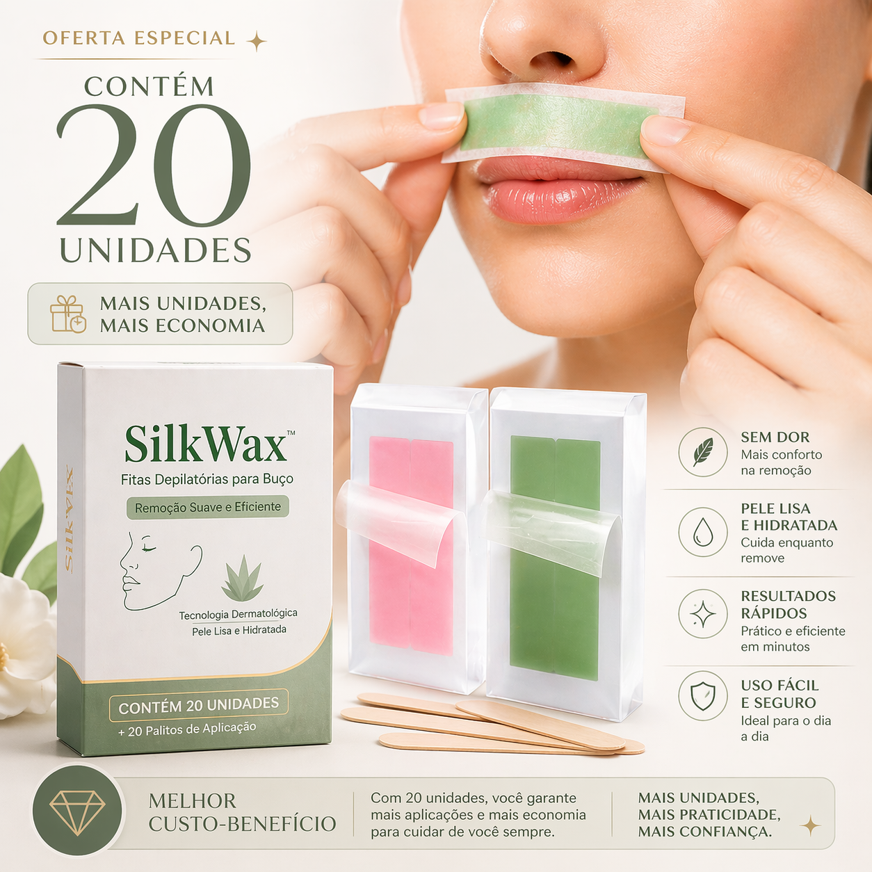 SilkWax™ – Fitas Depilatórias Sem Dor