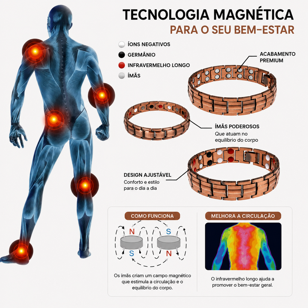 VitaPulse™ – Pulseira Magnética de Cobre para Bem-Estar e Vitalidade
