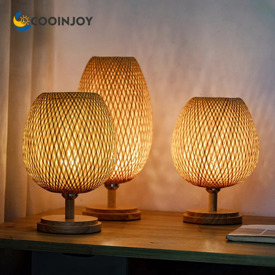 Luminária Artesanal de Mesa em Bambu - BambooLuz Zen
