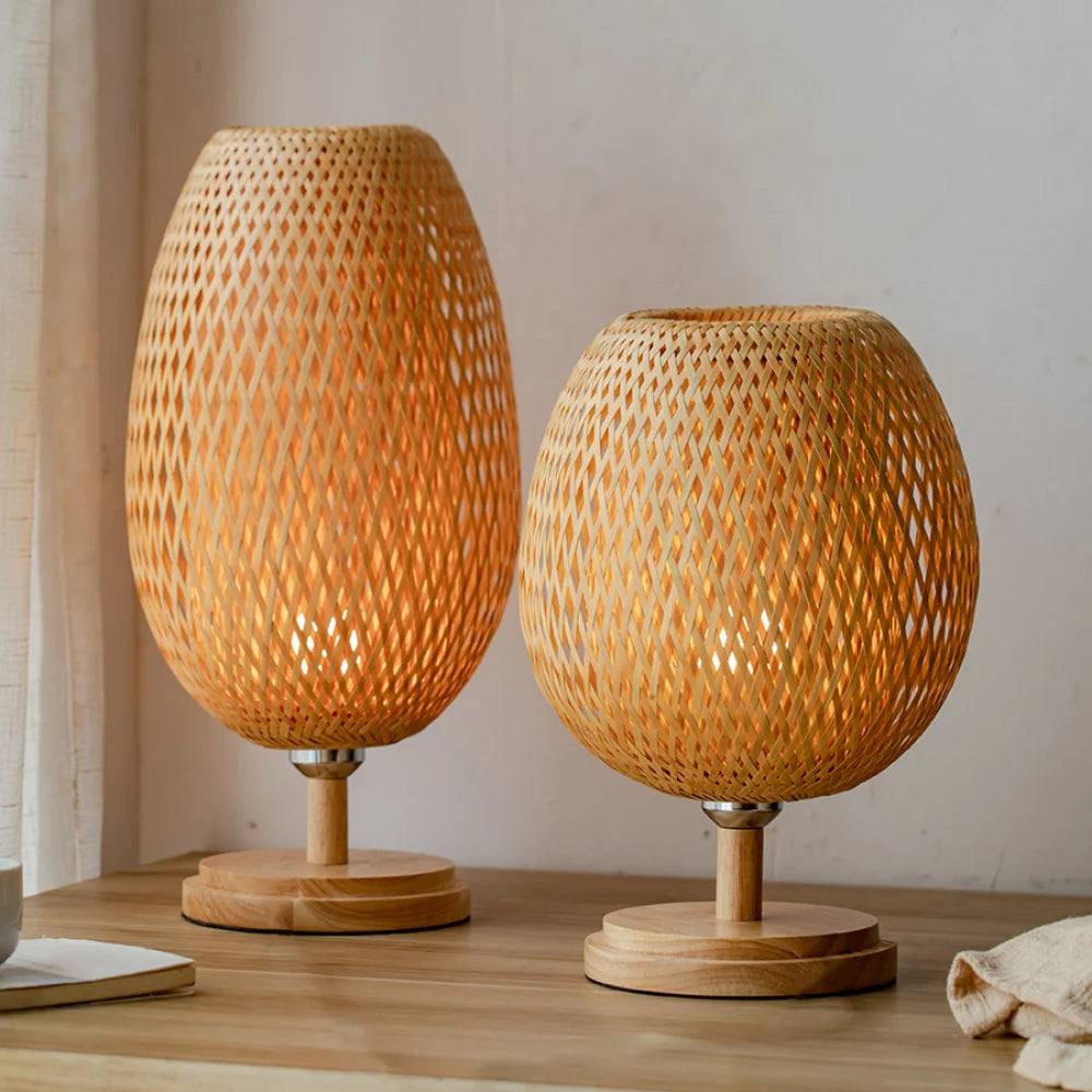 Luminária Artesanal de Mesa em Bambu - BambooLuz Zen
