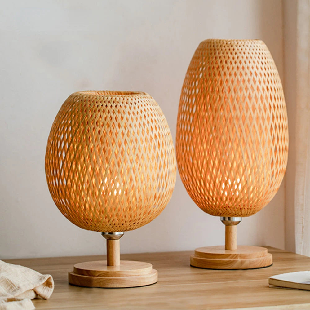 Luminária Artesanal de Mesa em Bambu - BambooLuz Zen