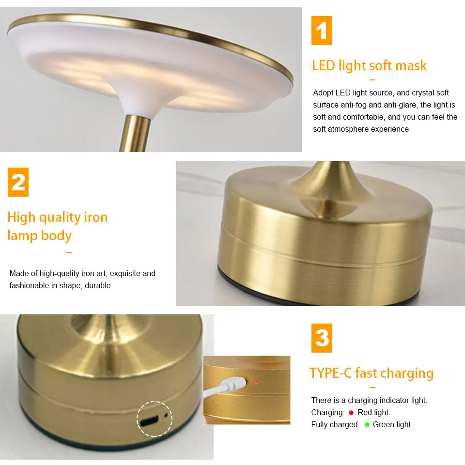 CrystalTouch LED – Luminária de Mesa Sensor Touch 5V