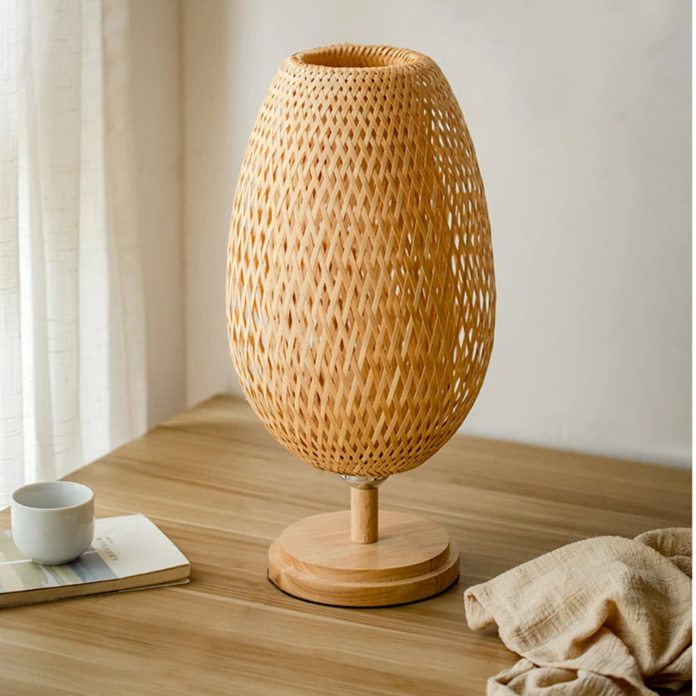 Luminária Artesanal de Mesa em Bambu - BambooLuz Zen