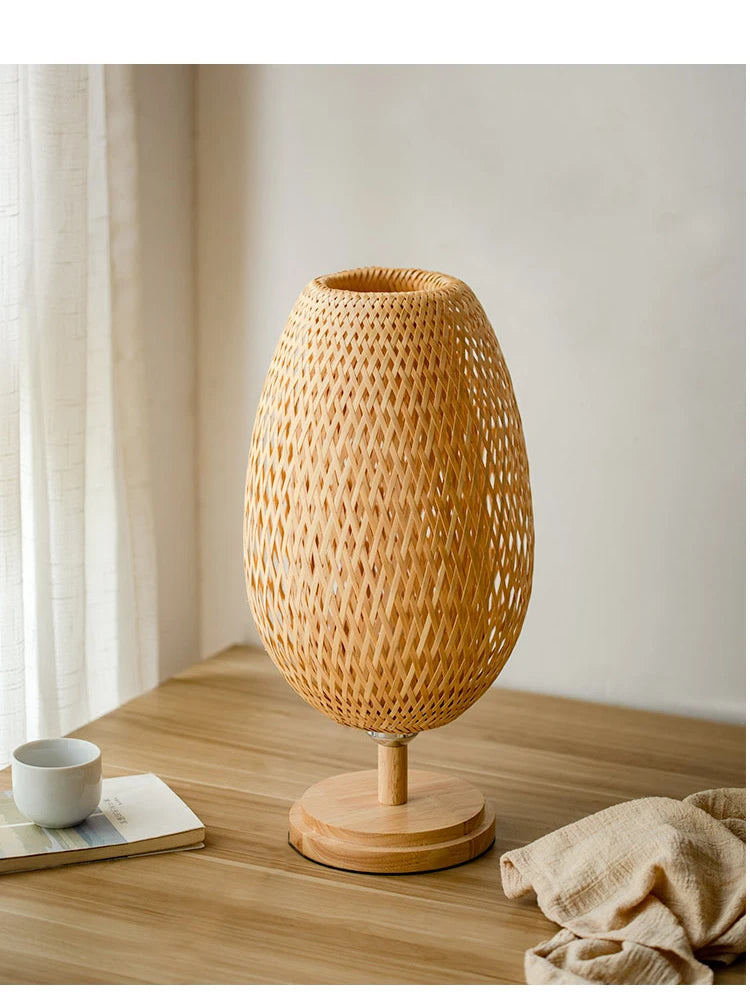 Luminária Artesanal de Mesa em Bambu - BambooLuz Zen
