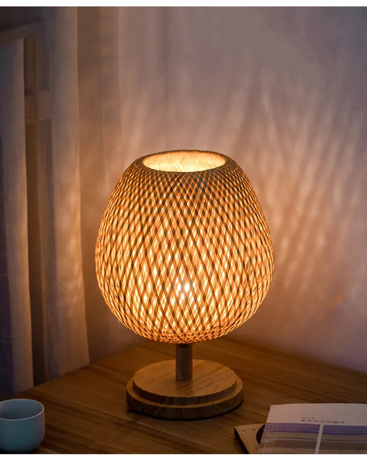 Luminária Artesanal de Mesa em Bambu - BambooLuz Zen
