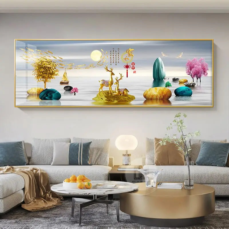 Imperial Harmony – Quadro Abstrato Estilo Chinês em Canvas