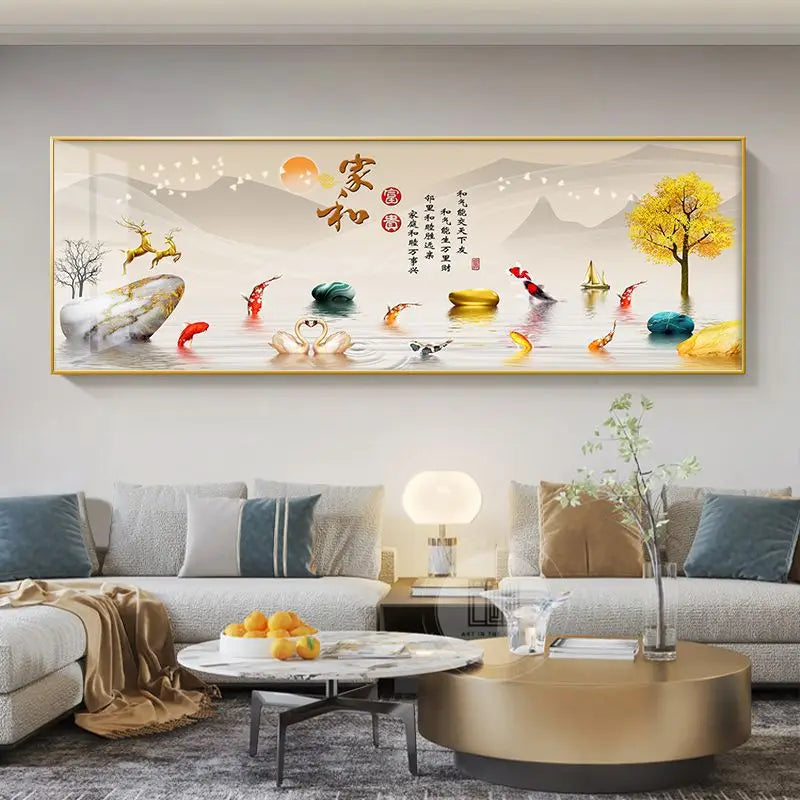 Imperial Harmony – Quadro Abstrato Estilo Chinês em Canvas