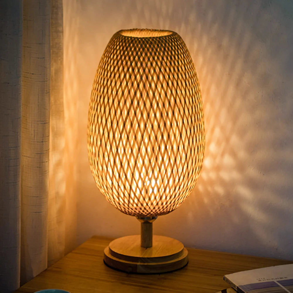 Luminária Artesanal de Mesa em Bambu - BambooLuz Zen
