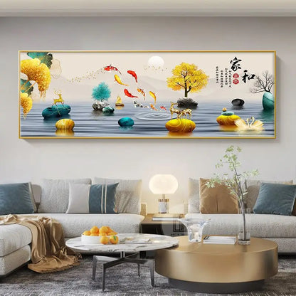 Imperial Harmony – Quadro Abstrato Estilo Chinês em Canvas