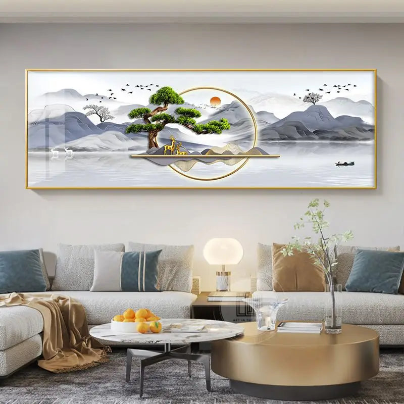 Imperial Harmony – Quadro Abstrato Estilo Chinês em Canvas