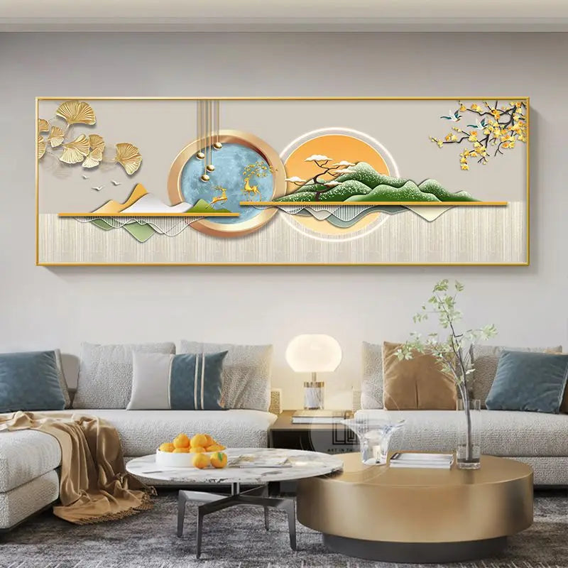 Imperial Harmony – Quadro Abstrato Estilo Chinês em Canvas